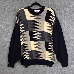 Vintage Dalmine Made in Italy Geometric Knit Sweater‎ Mens Large L